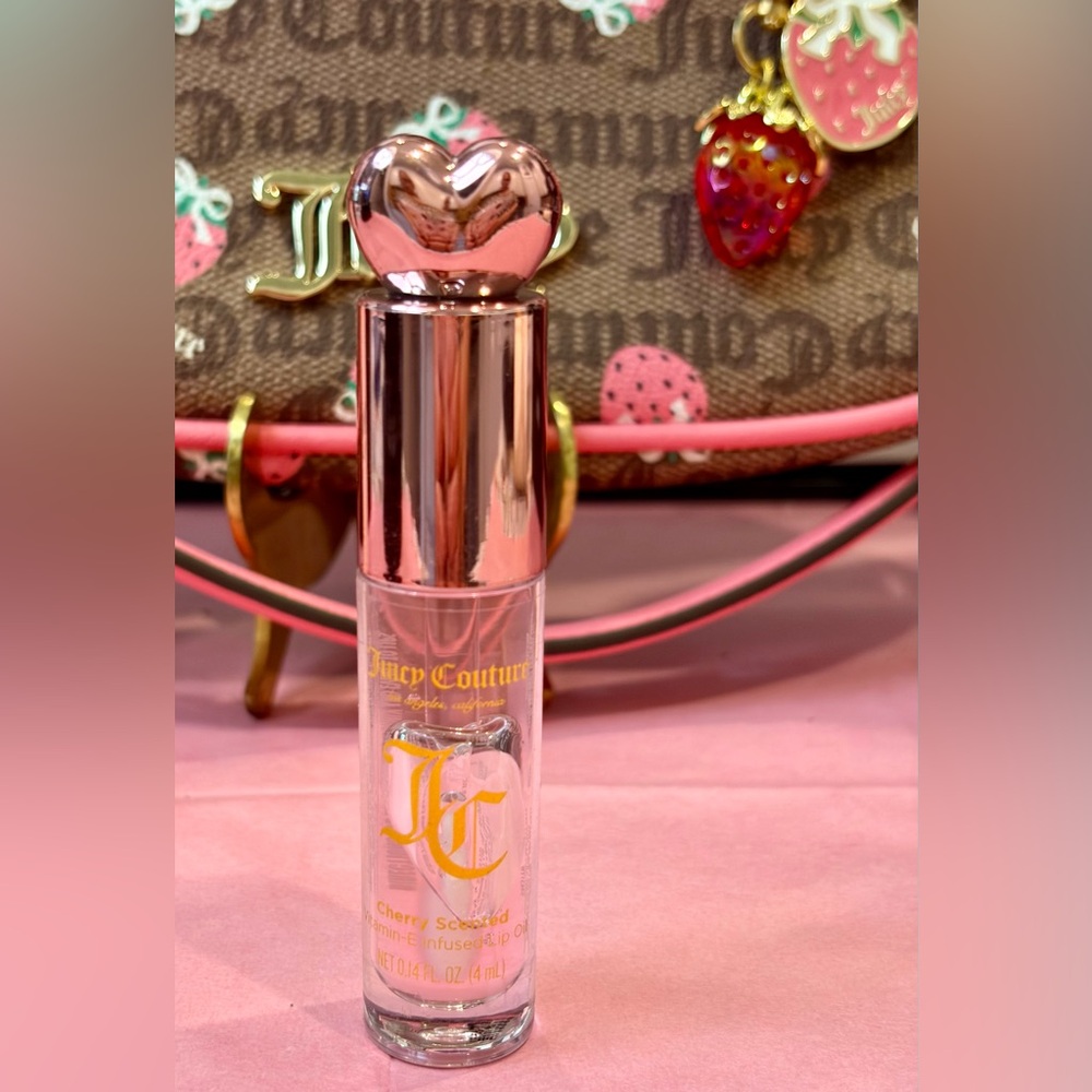 NWT JUICY COUTURE Pink Strawberry Print Shoulder Bag with 2 strawberry charm🍓 - Picture 3 of 13